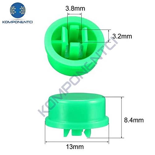 12x12mm Yuvarlak Tact Switch Kapak Push Buton Kapa Yeil