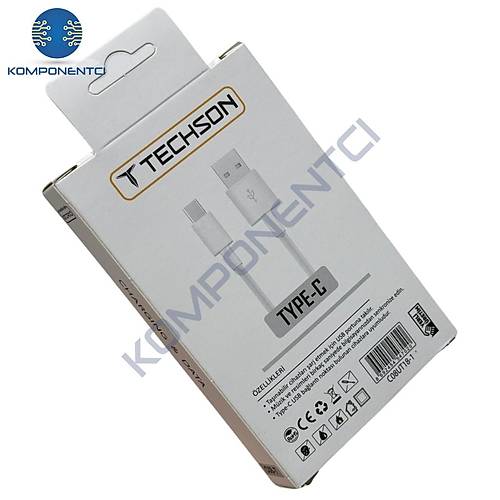 TECHSON Type-C 3.1A H�zl� �arj & USB 3.0 Veri Aktar�m Kablosu 1 m (C08-T)