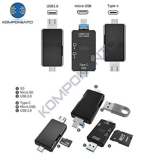 Divex USB3.0 - Type-C - Micro USB Girili SD-Micro-SD Kart Okuyucu OTG Card Reader