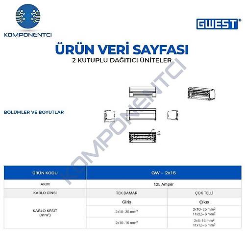 Gwest GW-2x15 2 Kutuplu 125A Giri�li Da��t�c� �nite