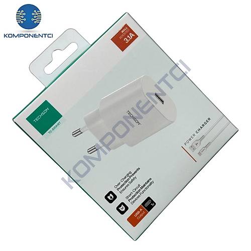 TECHSON 18W H�zl� �arj Adapt�r� + Type-C Kablo S10A18T