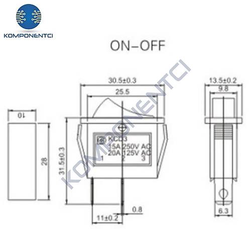 IC-114 Tekli Dar I��ks�z Anahtar On-Off 2P K�rm�z�