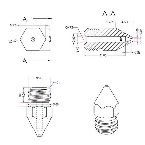 3D Yaz�c�-Printer MK8 0.5mm Pirin� Nozzle