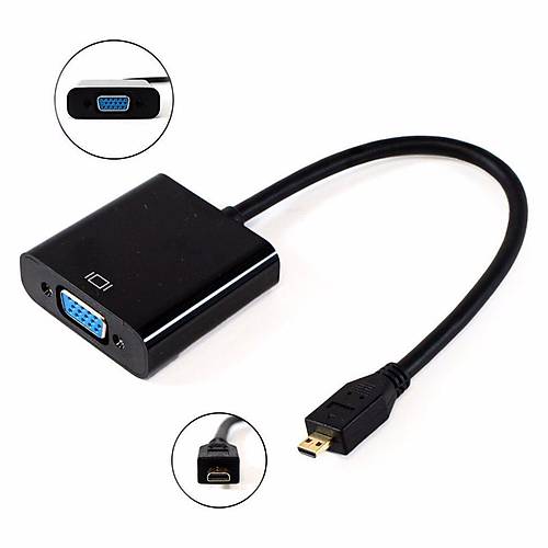 Micro Hdmi to Vga Kablo Dntrc evirici Adaptr Siyah