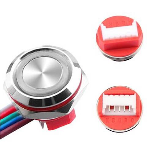 WD16C1-Wired-P1-E 16mm D�z Yayl� K�rm�z� I��kl� Metal Buton - Kablolu