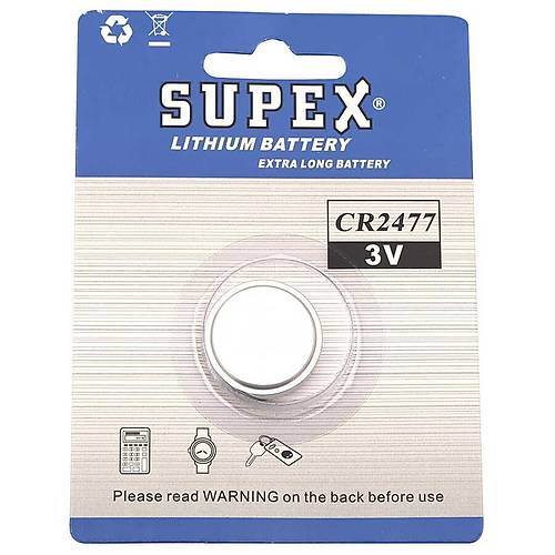 Supex CR2477 3V Lityum D��me Pil Tekli Kart