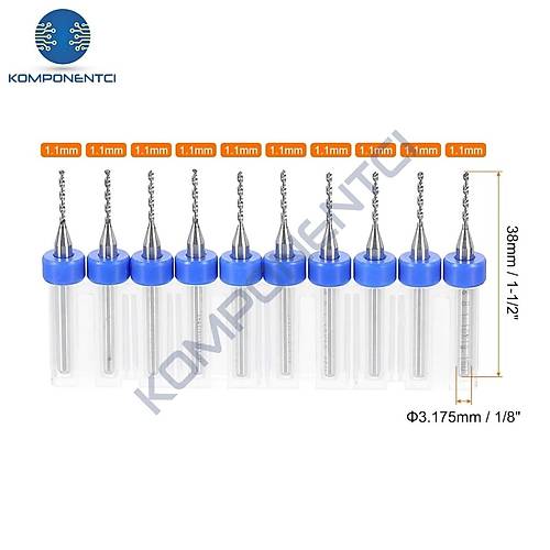 1.1mm PCB Matkap Ucu Seti - 10 Adet (Kutulu)