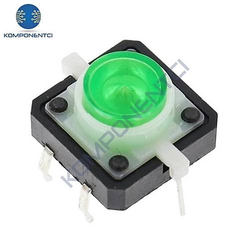 12x12mm Ye�il Led I��kl� Tact Switch