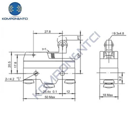 Gwest AZ-15GW22-B K�sa Metal Makaral� Mikro Switch 15A 1NO + 1NC