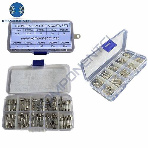 100 Para 5x20mm Cam Sigorta Tp Sigorta Seti Plastik Kutulu