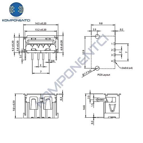 IC-265C USB �ase A Tip 90� Di�i K�sa