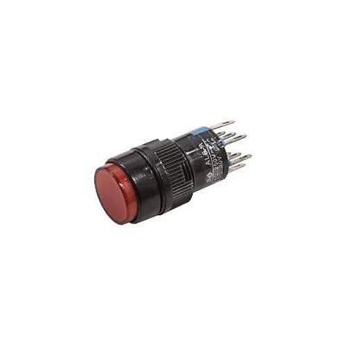 AL6-A 16mm 24V K�rm�z� Anahtarl� Buton