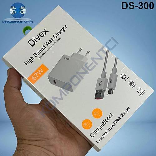 Divex 67W 3A USB Type-C Yksek Hzl arj Aleti DS-300