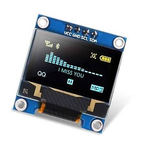 0.96'' 128x64 Oled Grafik Lcd Ekran - Sar�/Mavi
