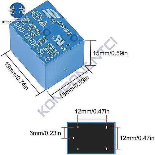 Songle 12V Minyon Spot R�le SRD-12VDC-SL-C