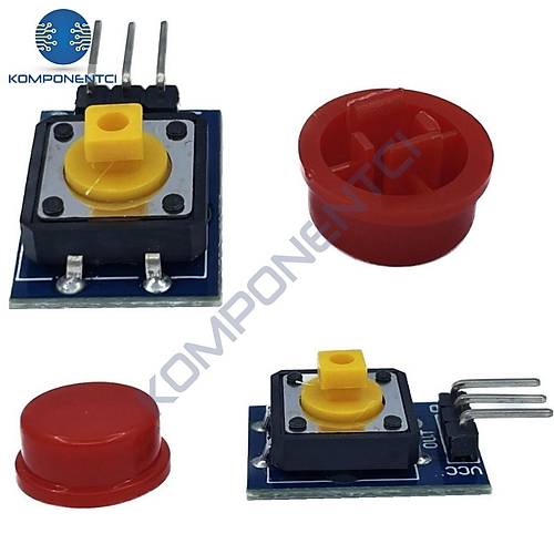 12x12mm Push Buton Switch Mod�l K�rm�z� Kapak 1 Adet