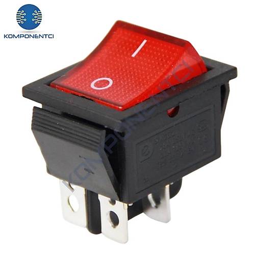 IC-104 Geni� I��kl� Anahtar On Off Switch 4P K�rm�z�