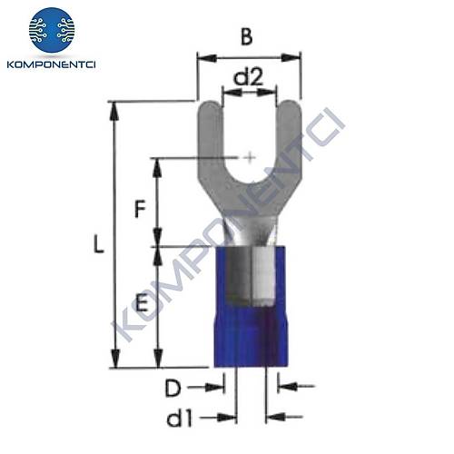 TRM TCU - 5006 4.0-6.0mm� Kesit d2: 5.3mm �zoleli �atal Tip Kablo Ucu (75 Adet)