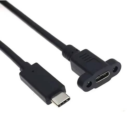 USB Type-C 3,2 PD100W Erkek-Di�i Panel Montaj Uzatma Kablosu - 30cm