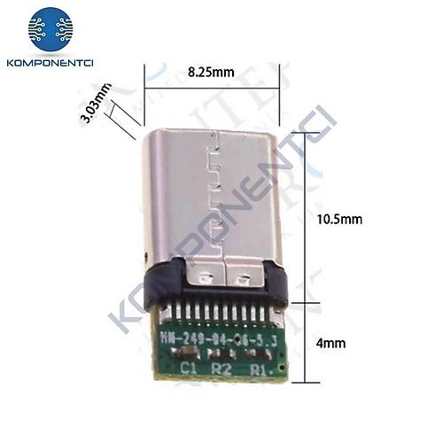 IC-266B-1 Kapakl� Type-C Erkek Soket Type-C Konnekt�r