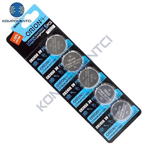 Orion CR2450 3V Lityum Pil 5'li Paket