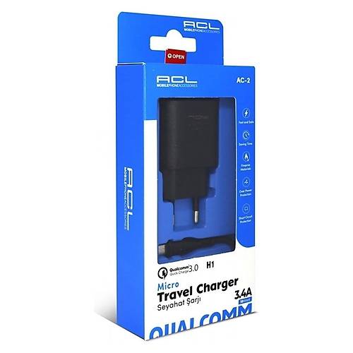ACL H1 3.4A 18Watt Q.C 3.0 1xUSB-A 1mt Mikro Kablolu �arj