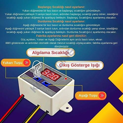 XH-W3001 220V AC Dijital Termostat 1500W