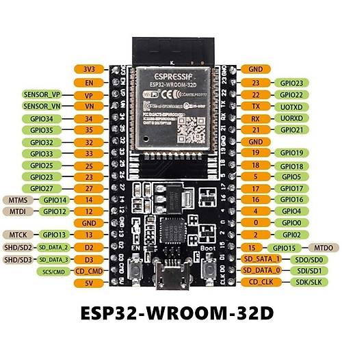 ESP32-WROOM-32D Wifi Bluetooth Geliştirme Kartı