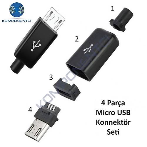IC-266A-5 Erkek Micro USB Konnektr Seti arj Kablo Soketi 5 Pin