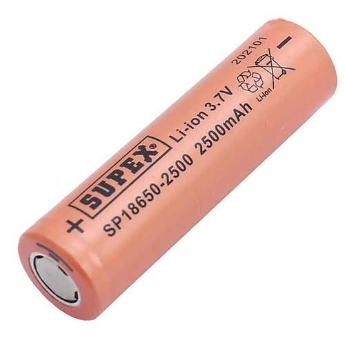 Supex 18650 3.7V 2500mAh Li-ion �arjl� Pil (Ba�s�z)