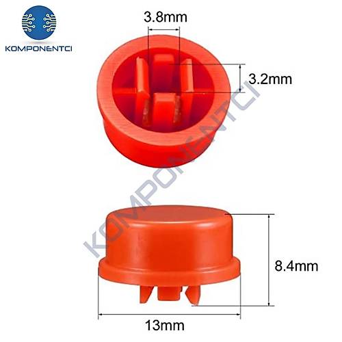 12x12mm Yuvarlak Tact Switch Kapak Push Buton Kapa Krmz