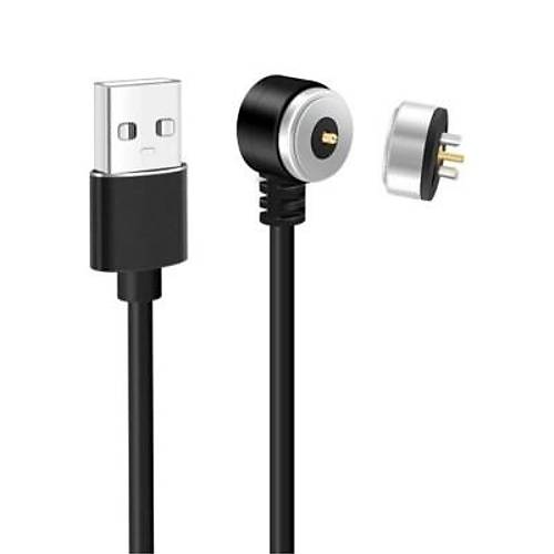 2-Pin 10mm 90C Kablolu Pogo Pin Manyetik Konnekt�r Tak�m� - USB Soketli