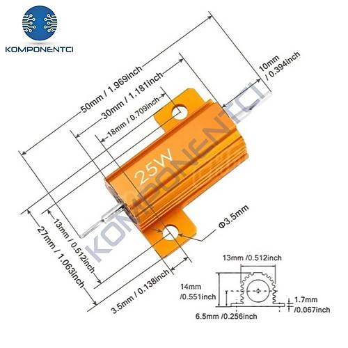 6.8R 25W 5% Al�minyum Diren�