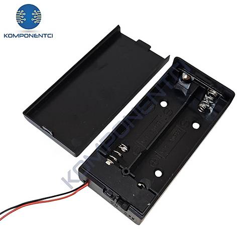 18650 �kili Pil Yuvas� Kapakl� Switchli Pil Kutusu Anahtarl�