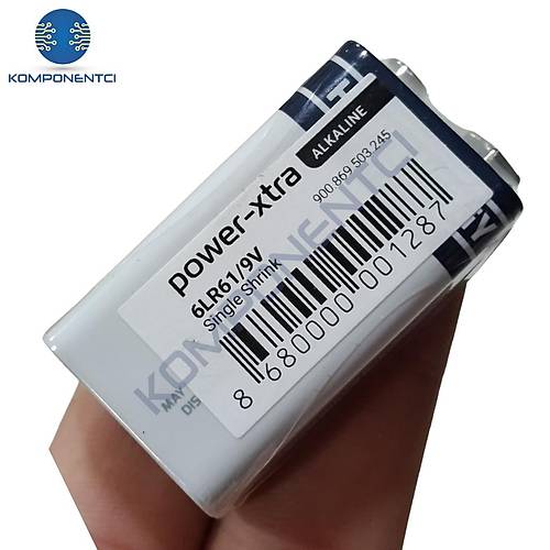 Power-Xtra 9V Alkaline Pil Tekli Shrink 6LR61