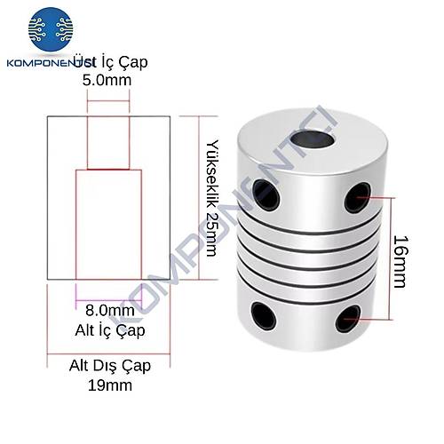5x8mm Esnek Kaplin Alminyum 3D Yazc CNC Uyumlu