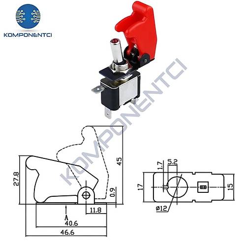 IC-161B Toggle Switch Emniyet Kapa 12mm ap Karbon