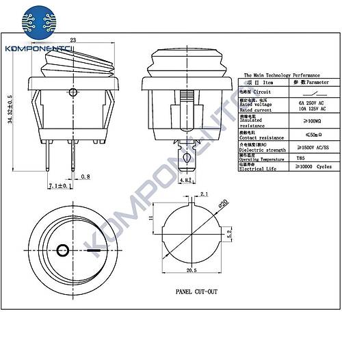 IC-133W Su Geirmez Yuvarlak Iksz Anahtar On-Off 2P