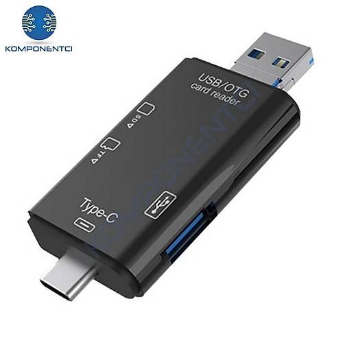 Divex USB3.0 - Type-C - Micro USB Girili SD-Micro-SD Kart Okuyucu OTG Card Reader