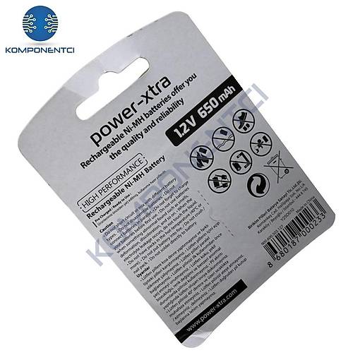 Power-Xtra AAA 650mAh 1.2V Ni-Mh �arj Edilebilir Pil - 2'li Blister
