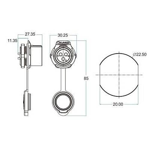 LP-20-J12SX-03-101 12-Pin Su Ge�irmez Konnekt�r - Di�i