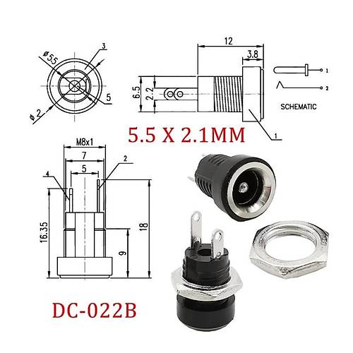IC-258B 2.1mm DC Somunlu Korumal� Jak 8mm