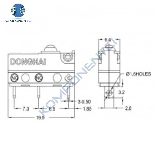 IC-163-1 Paletsiz Micro Switch Lehim Bacak IP65 Su Ge�irmez