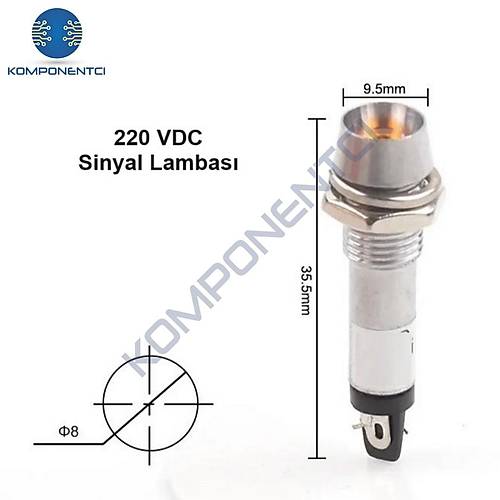 IC-225 8mm Sinyal Lambas Metal 220V Sar