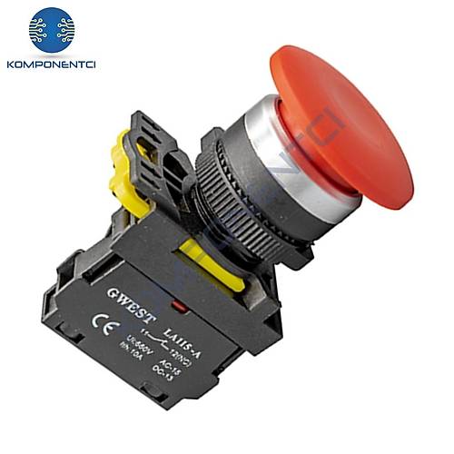 Gwest A5-01M 22mm Kay�c� Stop Mantar Buton K�rm�z� 1NC