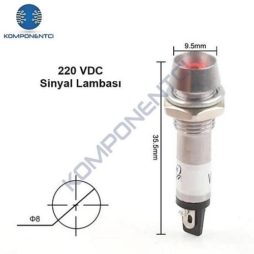 IC-225 8mm Sinyal Lambas� Metal 220V K�rm�z�