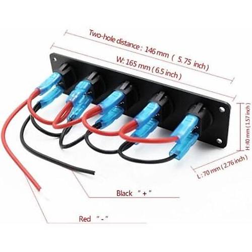 5'li ON-OFF Mavi Nokta I��kl� Anahtar Switch Panel 12V-24V