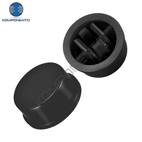 12x12mm Yuvarlak Tact Switch Kapak Push Buton Kapa Siyah