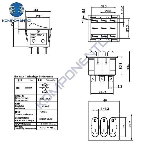 IC-135 l Ikl Anahtar 220V ON-OFF 9P