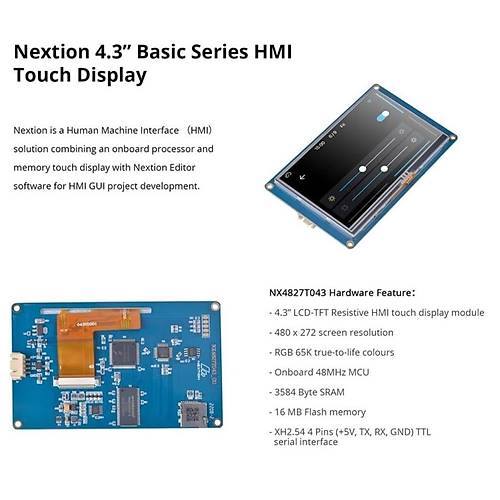 4.3 Inch Nextion 16MB Dahili Hafza NX4827T043